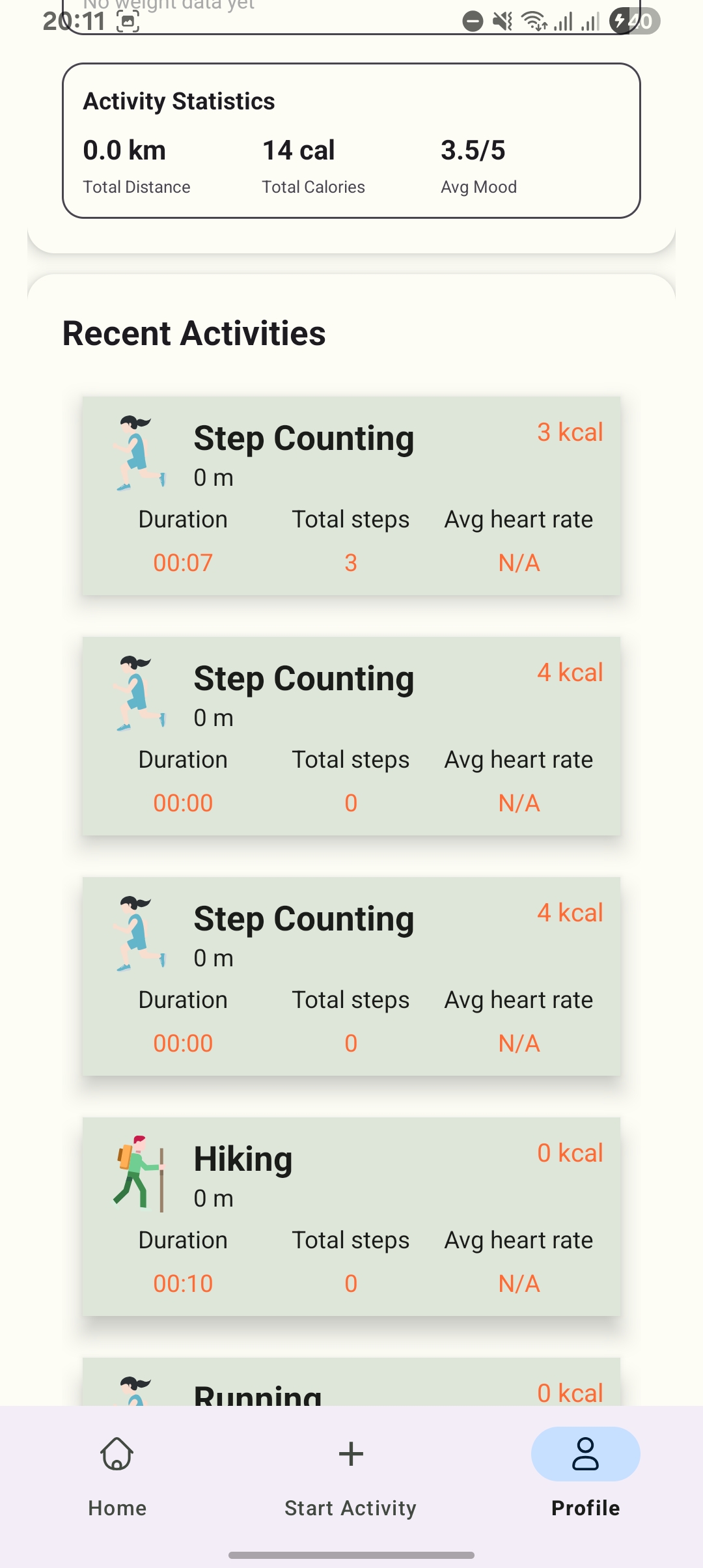 Personal Fitness Profile